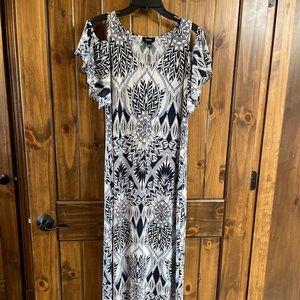 MSK Tribal Maxi Dress Cold Shoulder Size Large